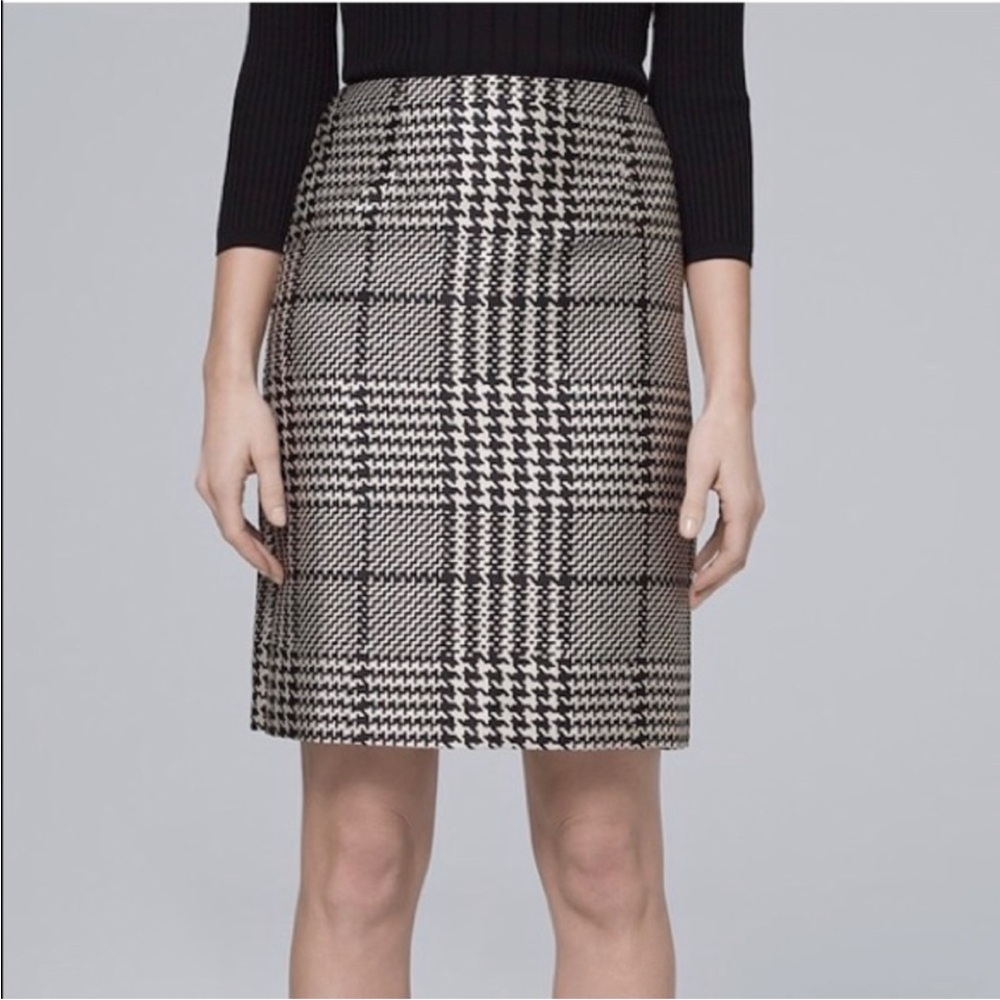White House Black Market Black and White Plaid Pencil Skirt